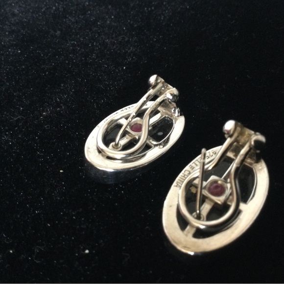 ELLE 20mm Black Agate Earrings - Picture 4 of 5